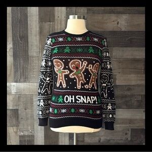 Oh Snap gingerbread man ugly Christmas sweater XLarge knit holiday party winter